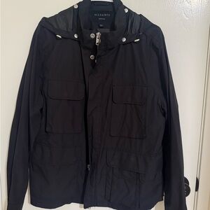 All Saints Men's Dark Jacket with Hood
